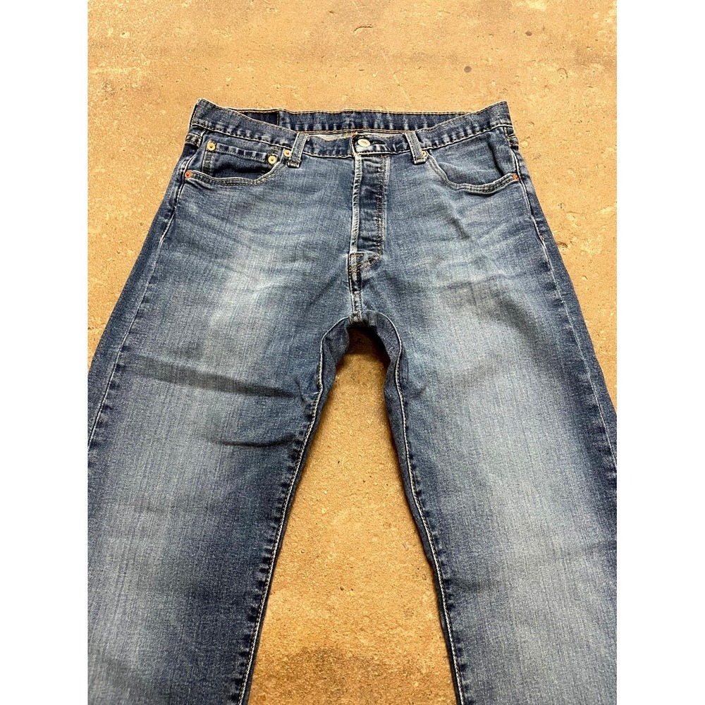 Levi's 501 Original Jeans Mens 34x32 Blue Denim Cotton Stretch Mid Rise Straight - Picture 4 of 16